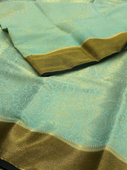 Light Turquoise Banaras Chiffon Silk Saree