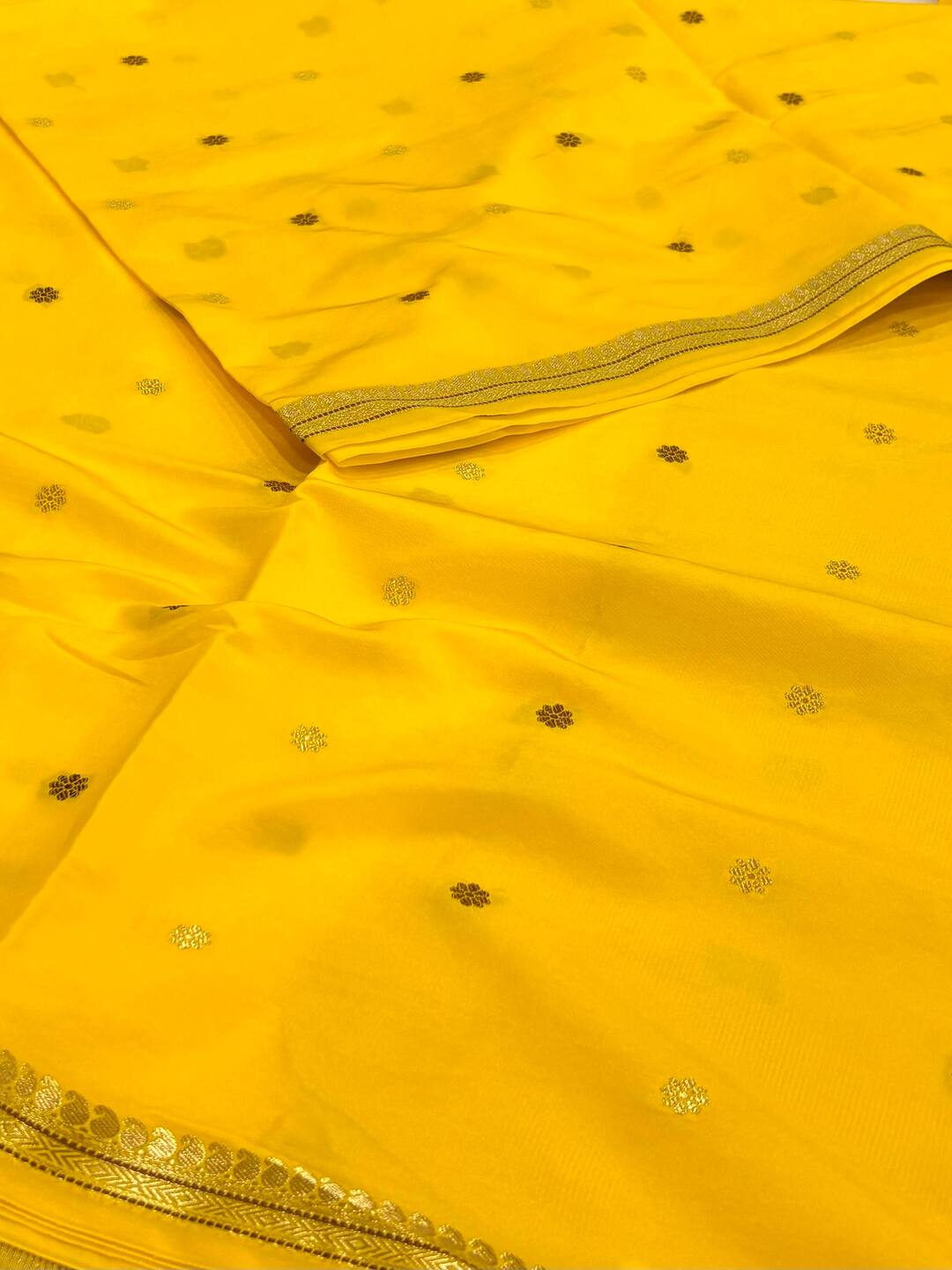 Yellow Cotton Silk Saree