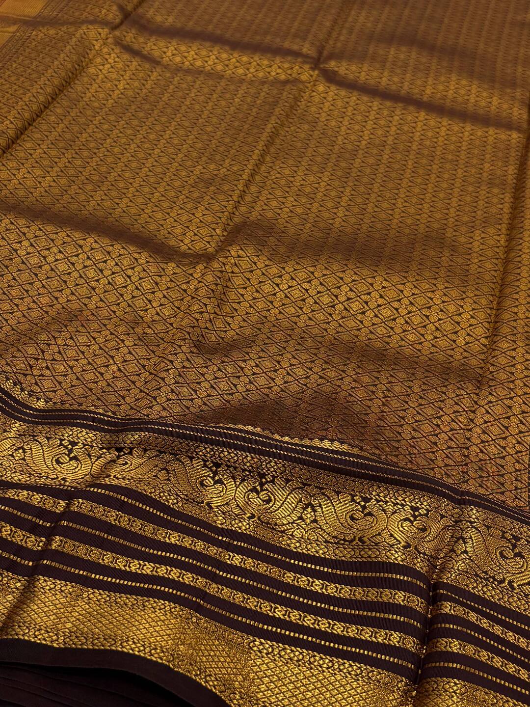 Dark Orange Semi Kanchi Silk Saree