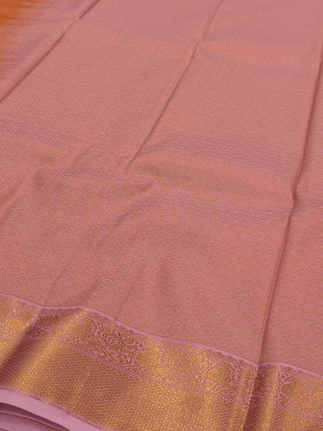 Orange Semi Kanchi Silk Saree