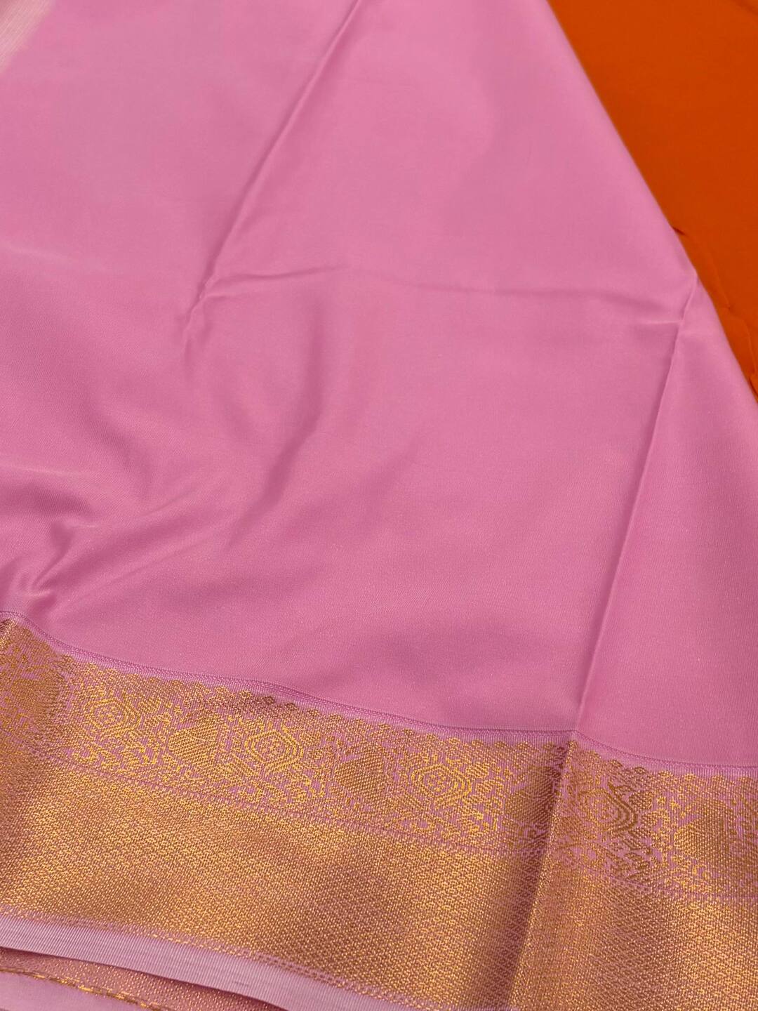 Orange Semi Kanchi Silk Saree