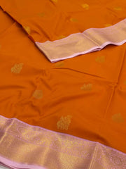 Orange Semi Kanchi Silk Saree