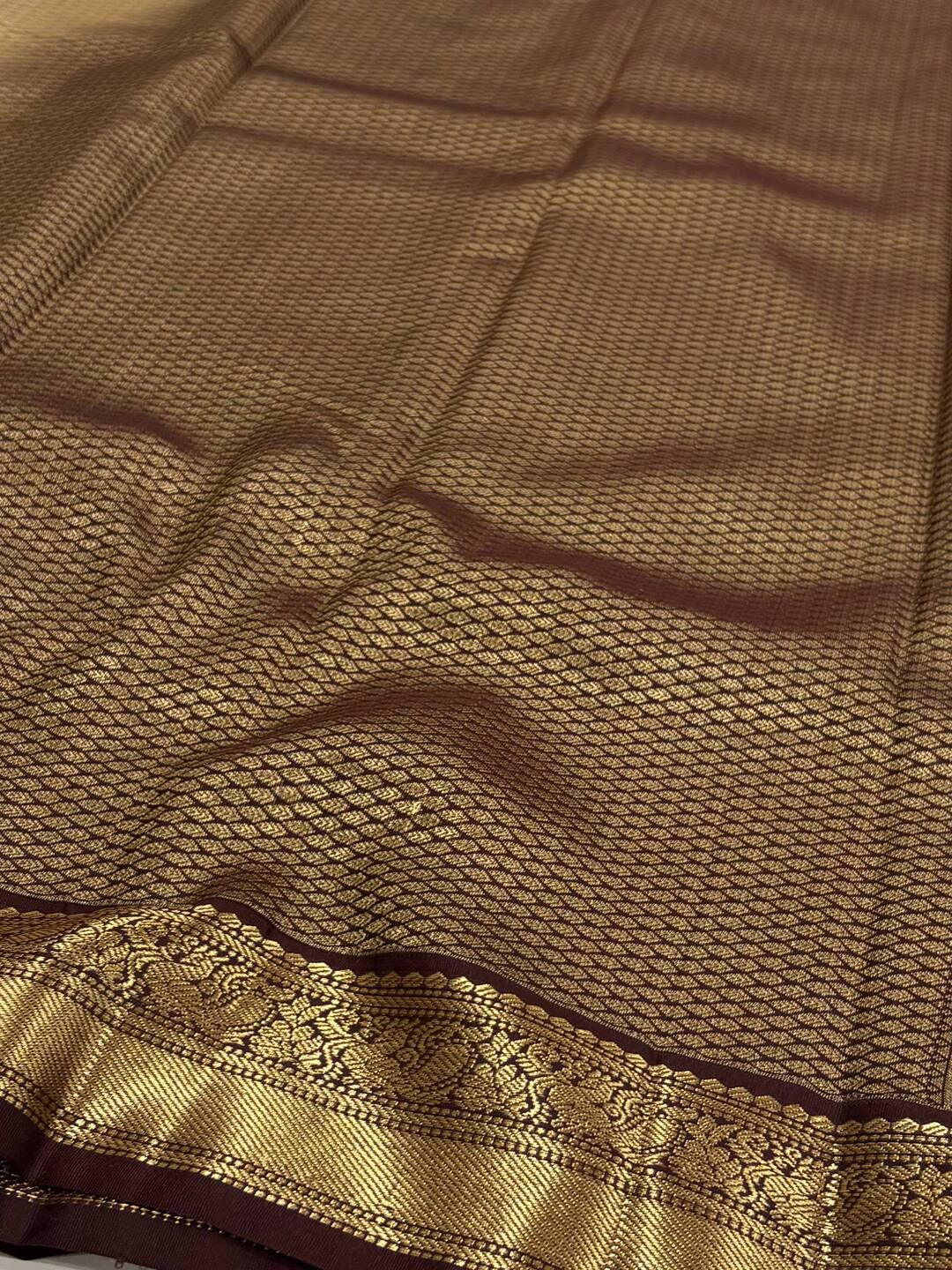 Beige Semi Kanchi Silk Saree