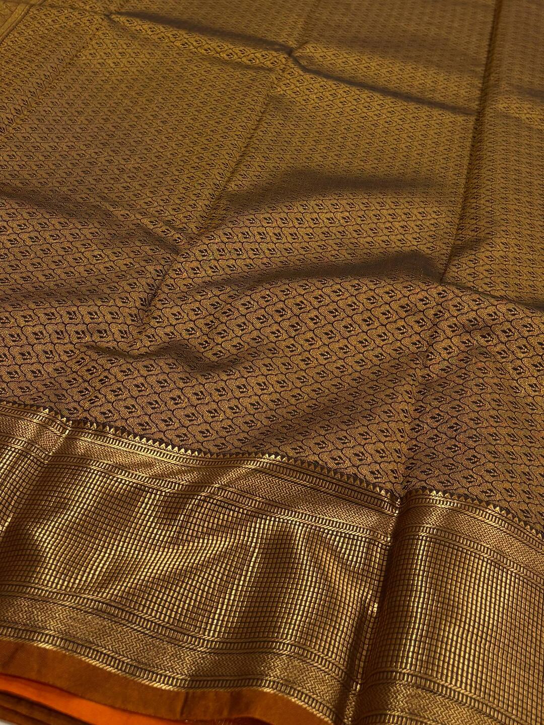 Dark Brown Semi Kanchi Silk Saree