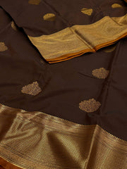 Dark Brown Semi Kanchi Silk Saree