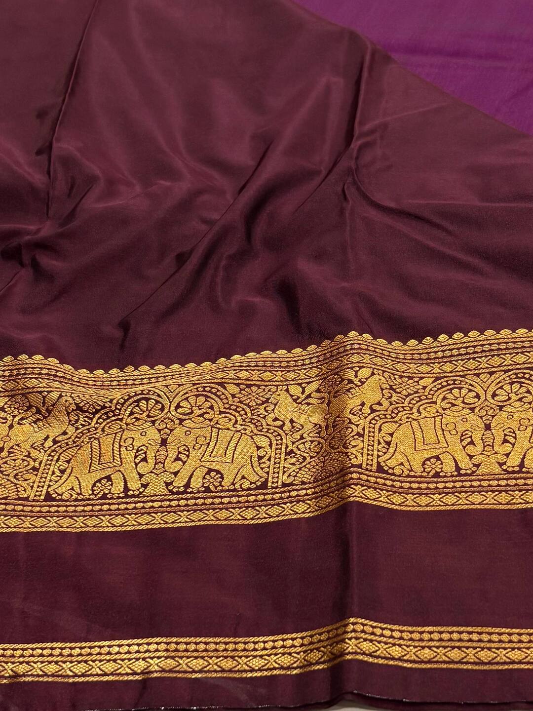 Violet Purple Semi Kanchi Silk Saree
