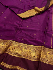 Violet Purple Semi Kanchi Silk Saree
