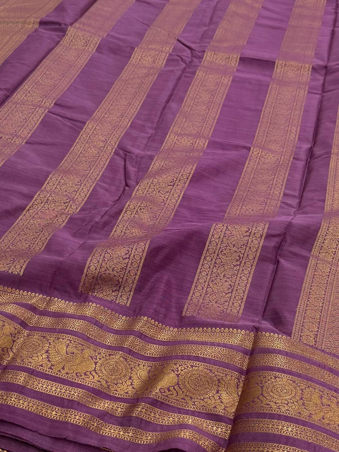 Lavender Purple Semi Kanchi Silk Saree