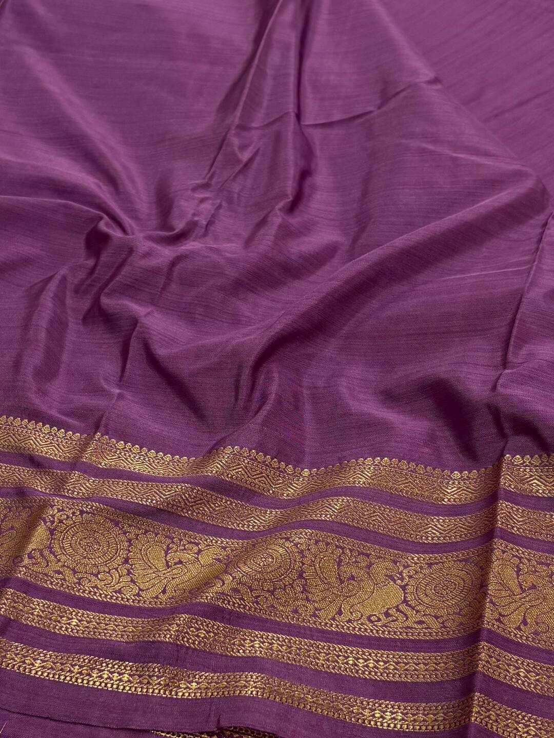 Lavender Purple Semi Kanchi Silk Saree