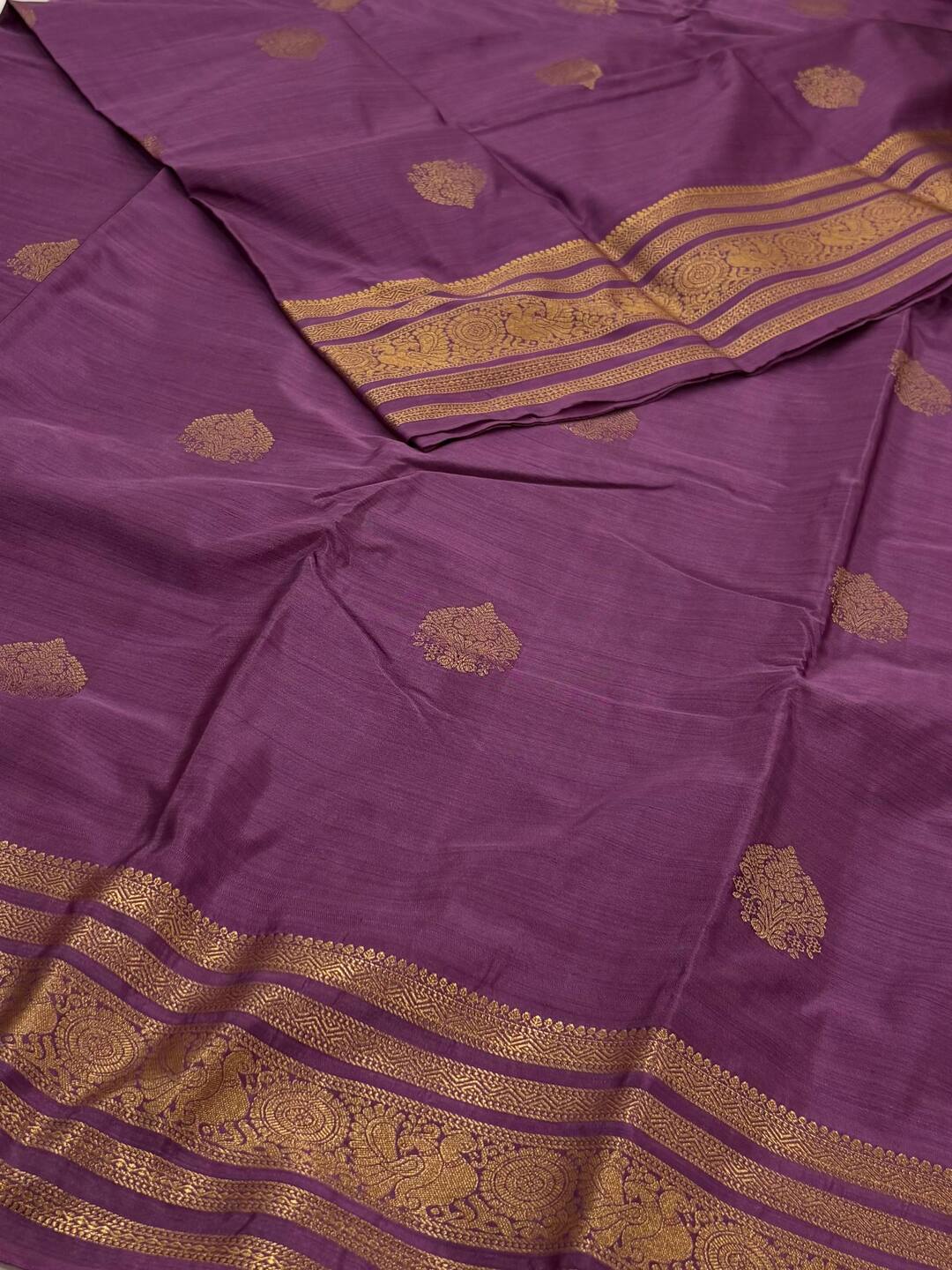 Lavender Purple Semi Kanchi Silk Saree