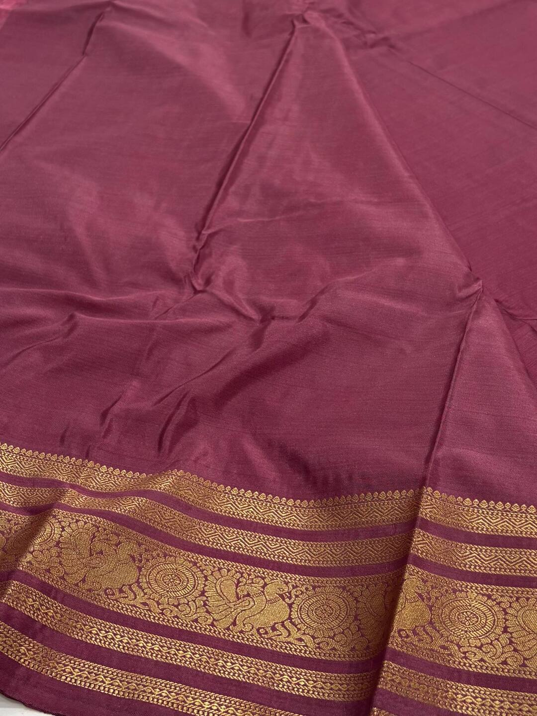 Mauve Pink  Semi Kanchi Silk Saree