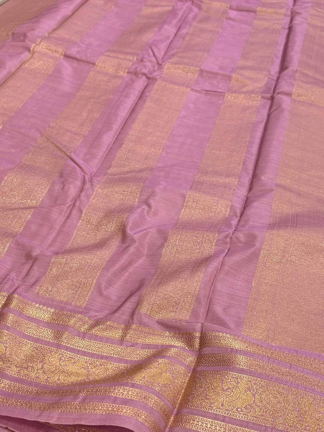 Lilac Purple Semi Kanchi Silk Saree
