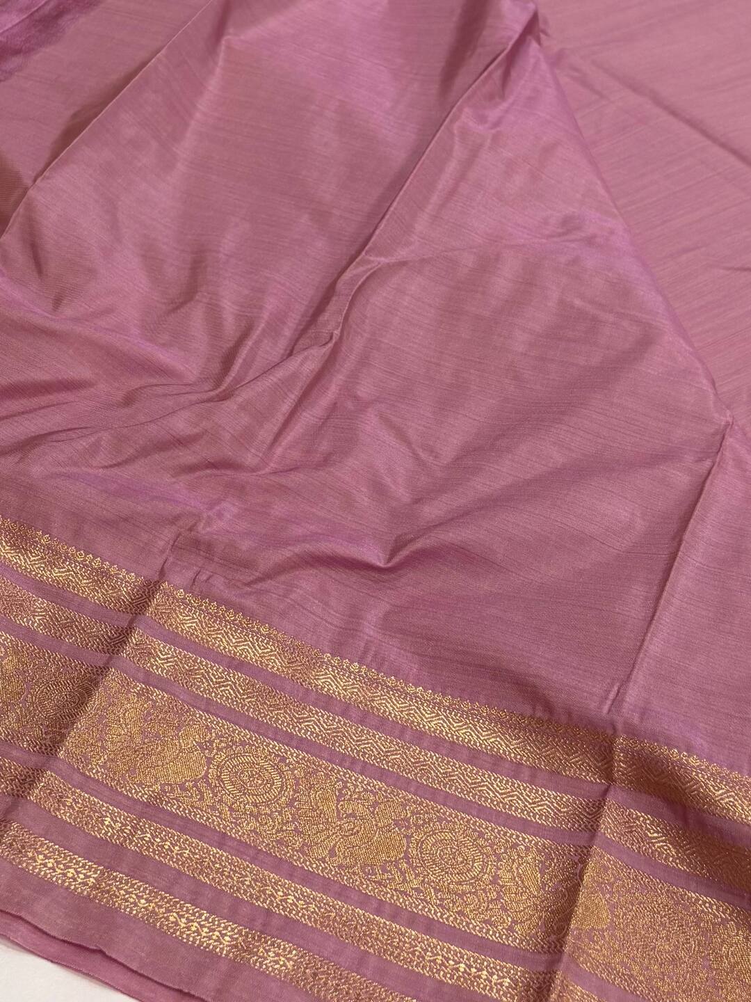 Lilac Purple Semi Kanchi Silk Saree