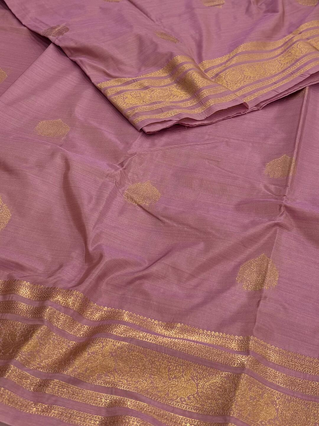 Lilac Purple Semi Kanchi Silk Saree