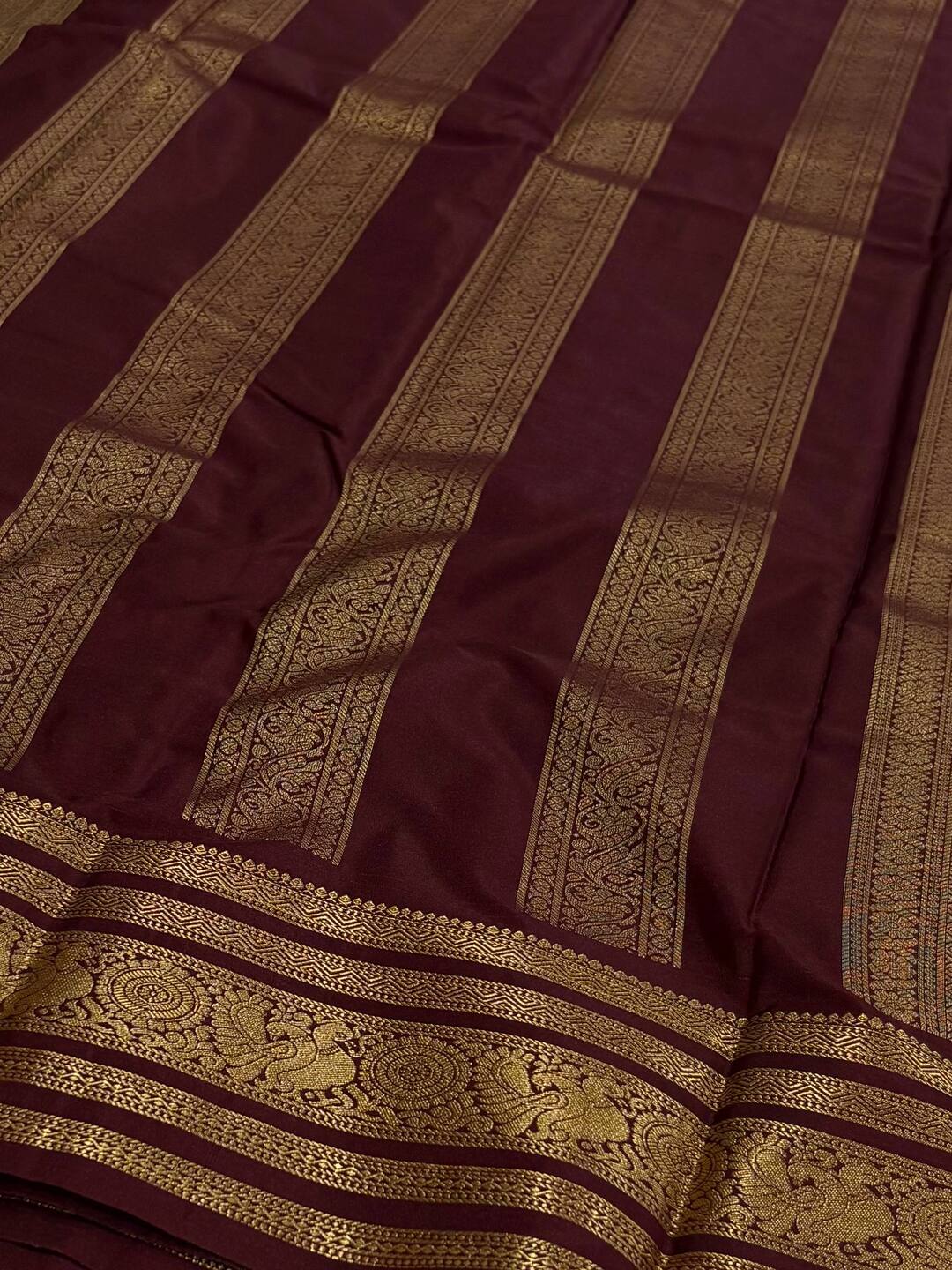 Maroon Semi Kanchi Silk Saree