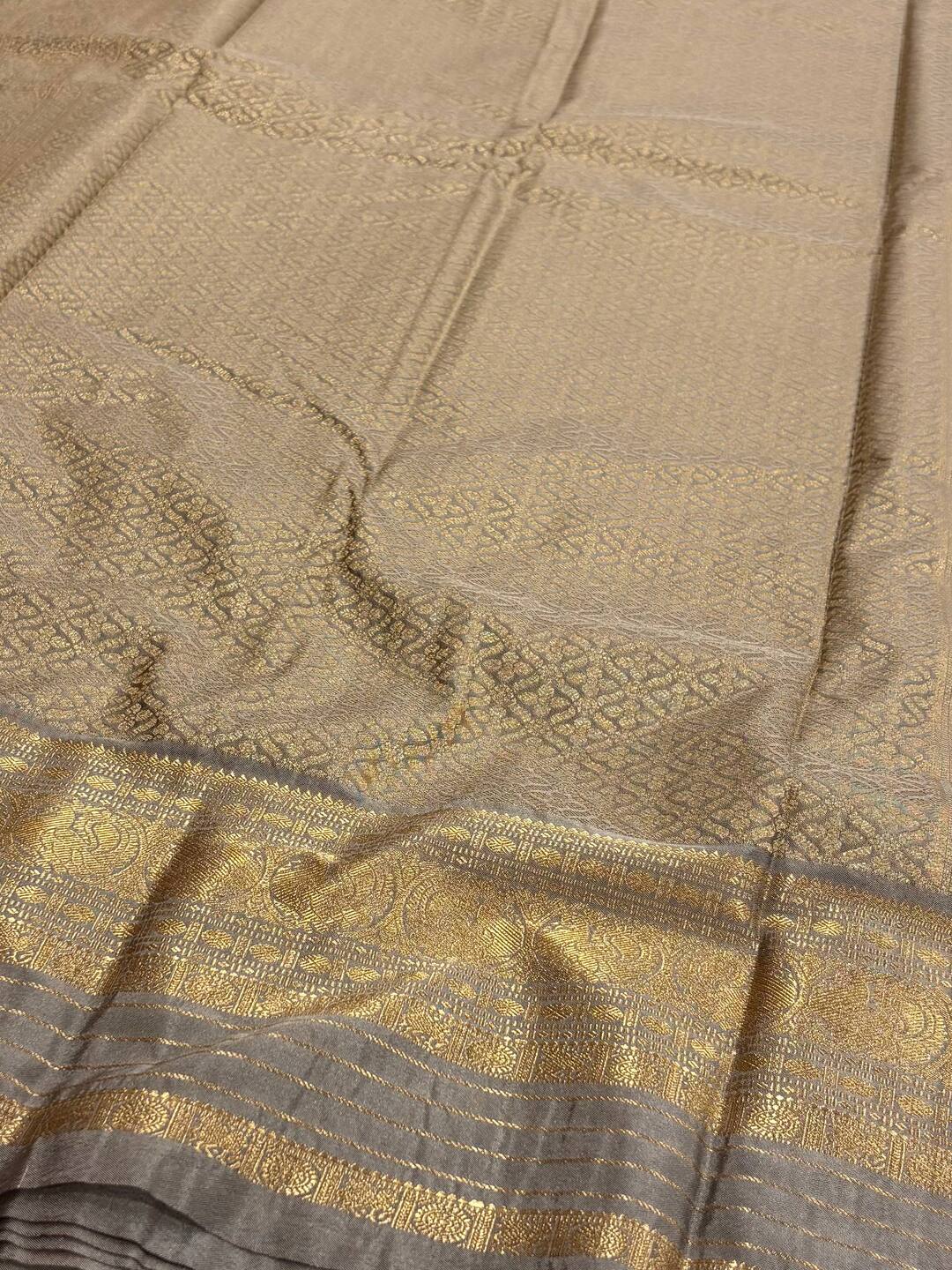 Gray Semi Kanchi Silk Saree