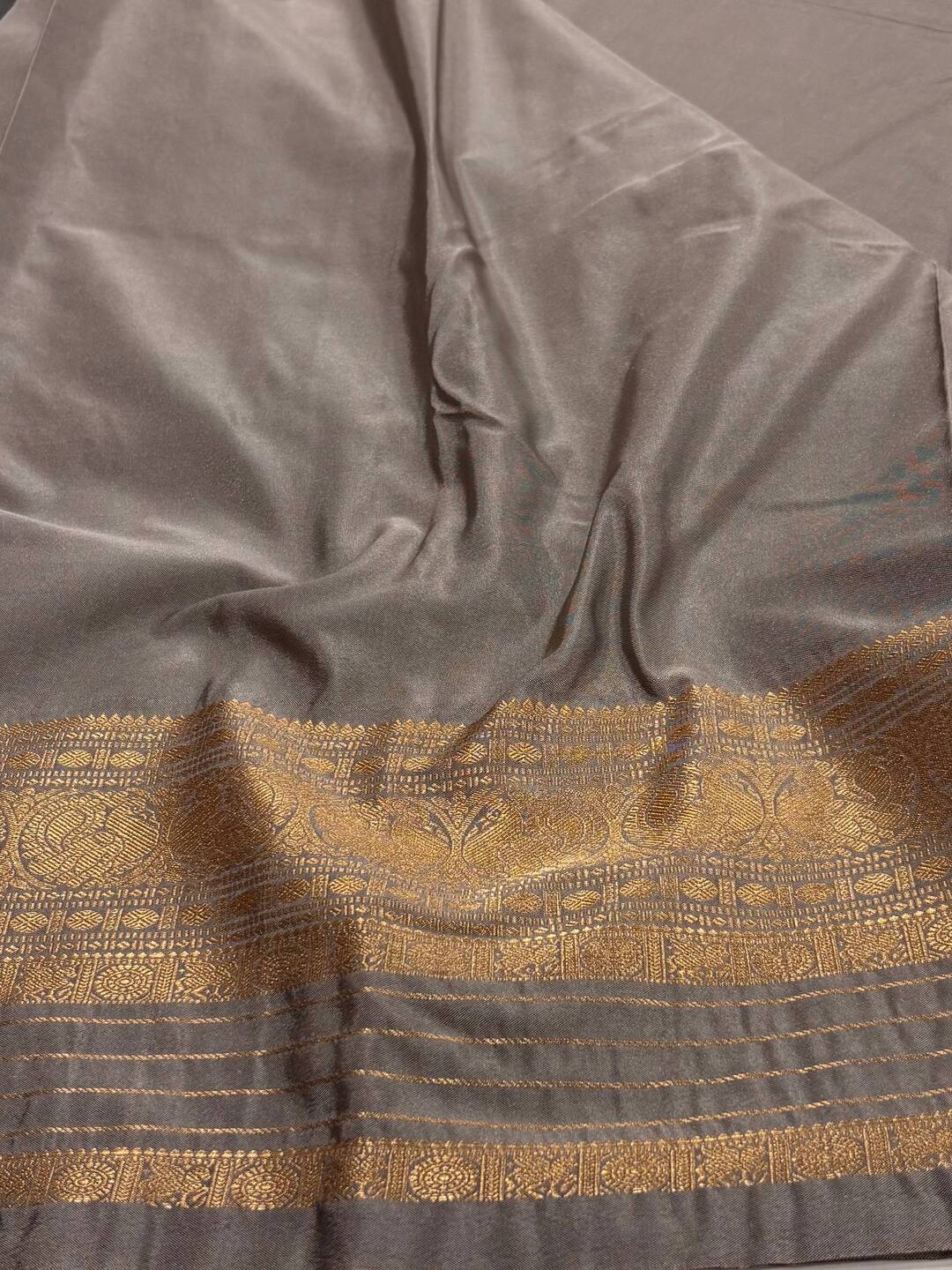 Gray Semi Kanchi Silk Saree