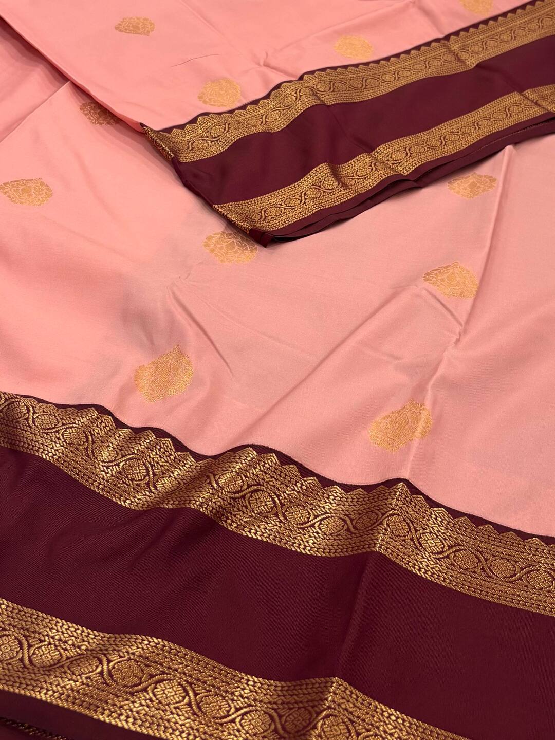 Pastel Pink Semi Kanchi Silk Saree