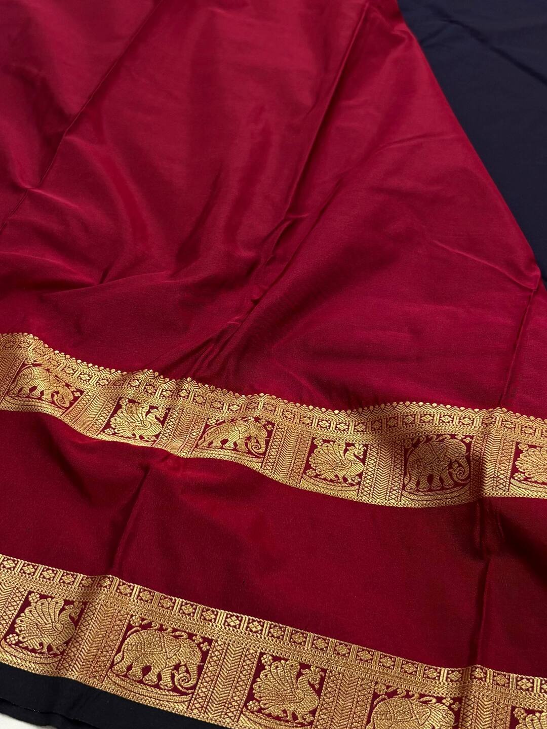 Navy Blue Semi Kanchi Silk Saree