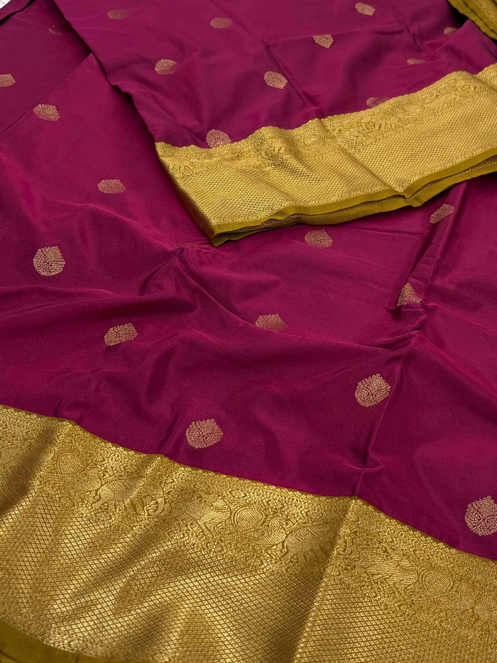 Magenta Purple  Semi Kanchi Silk Saree