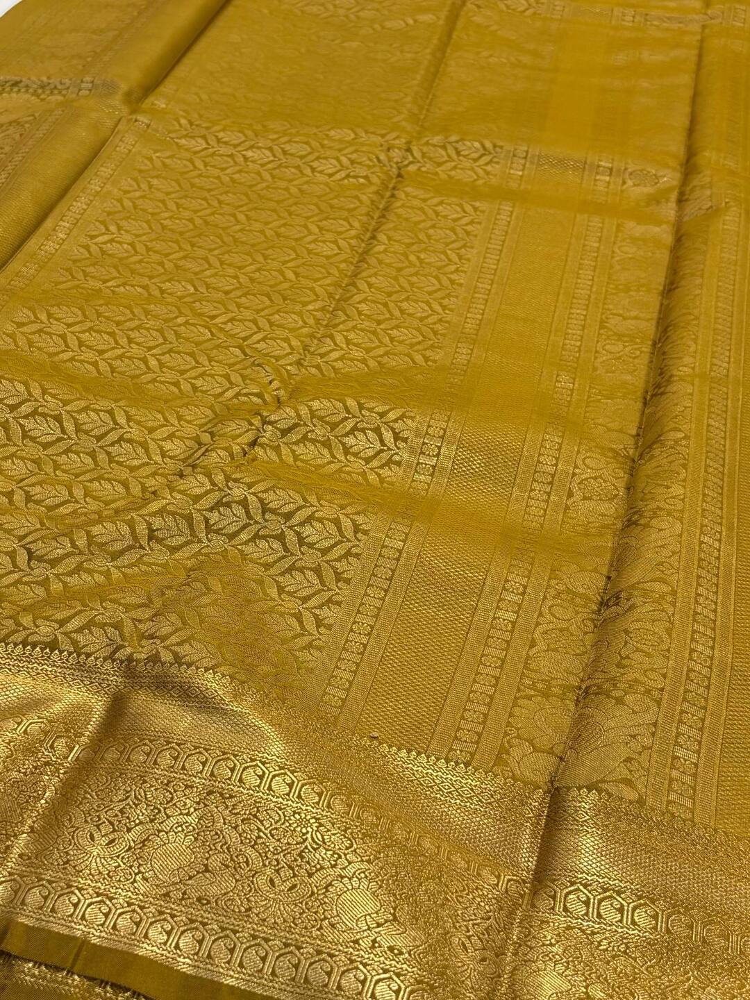 Olive Green Semi Kanchi Silk Saree