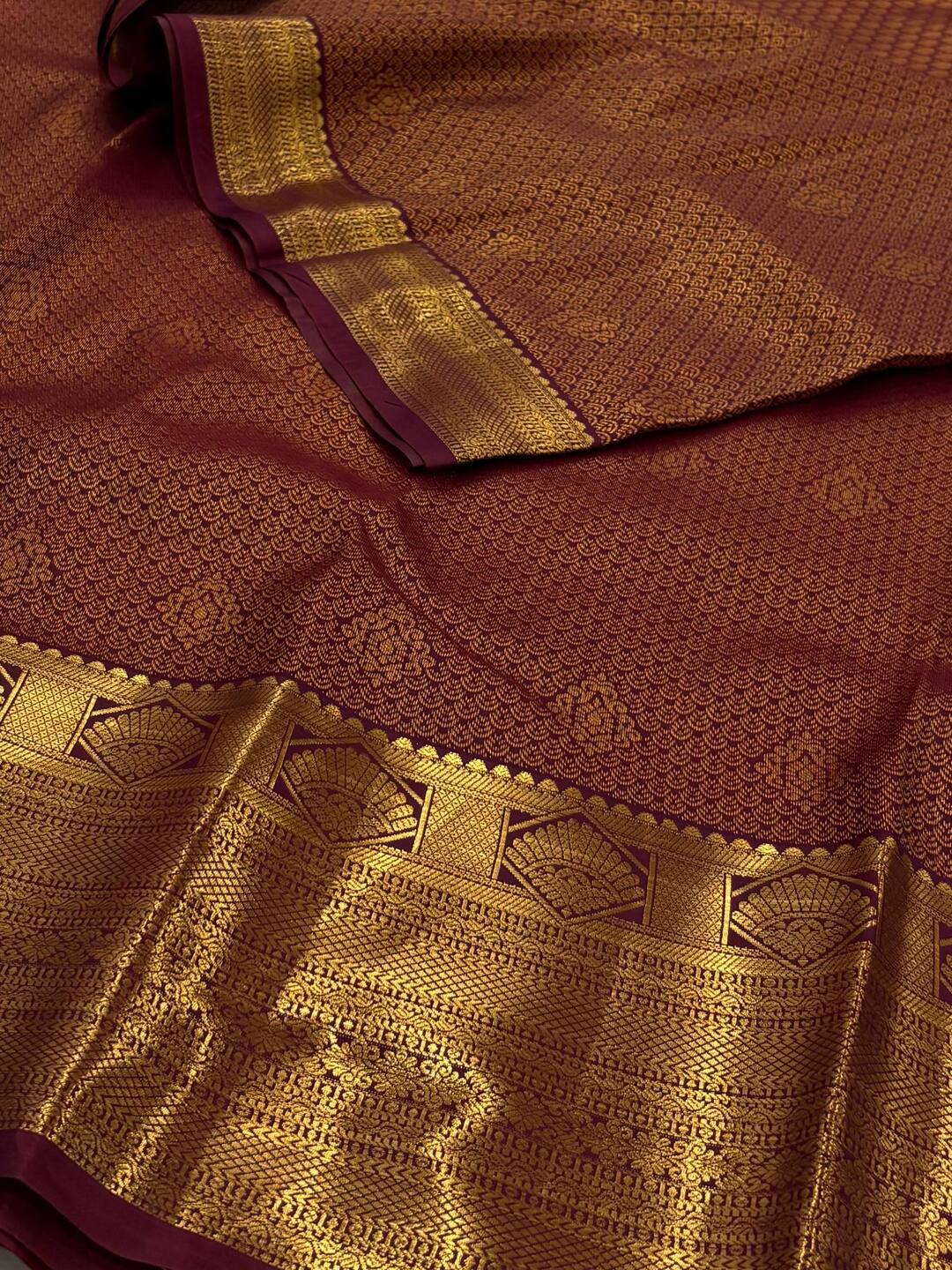 Plum Purple Semi Kanchi Silk Saree