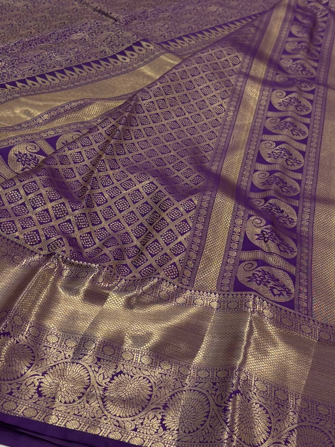 Violet Purple Semi Kanchi Silk Saree