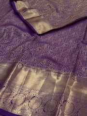Violet Purple Semi Kanchi Silk Saree