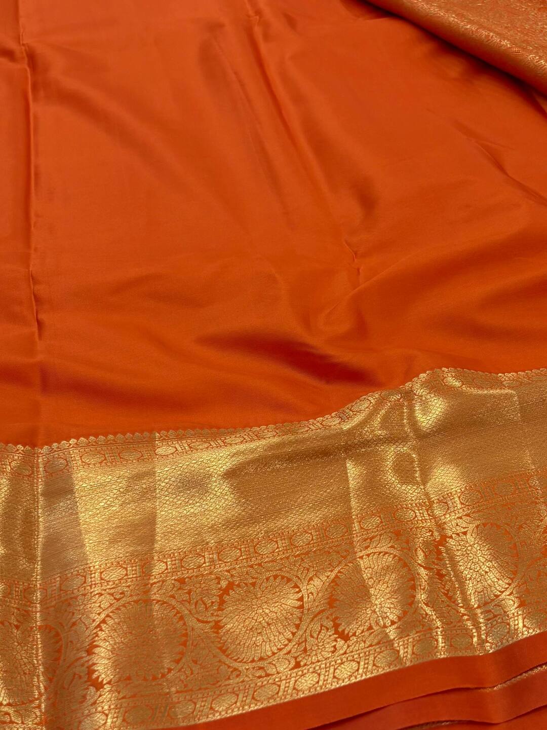 Orange Semi Kanchi Silk Saree