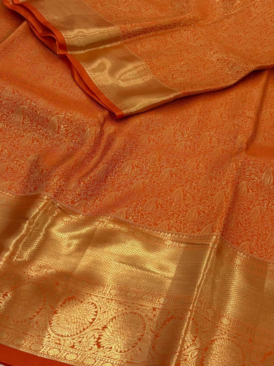 Orange Semi Kanchi Silk Saree