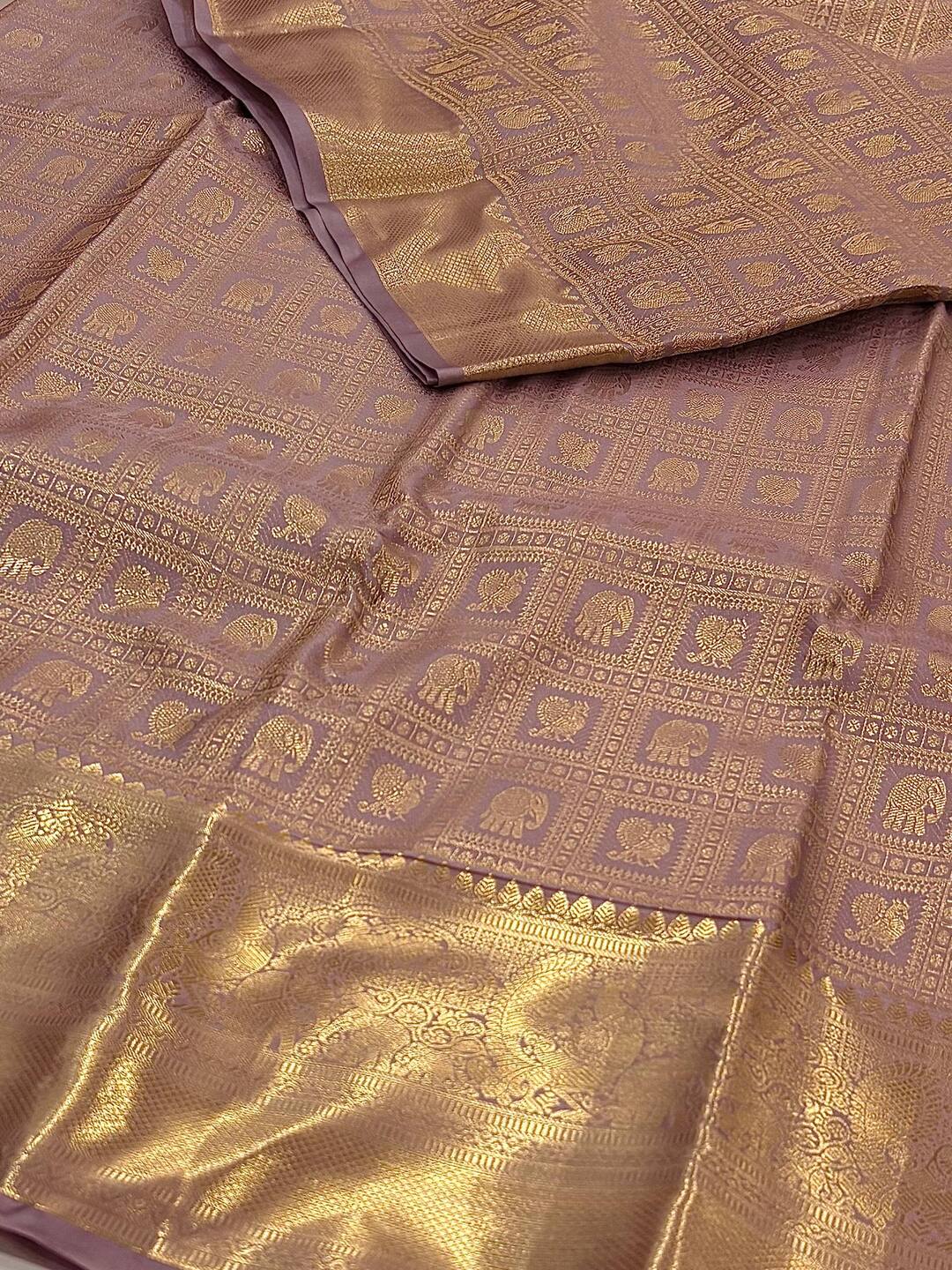 Dusty Purple Semi Kanchi Silk Saree