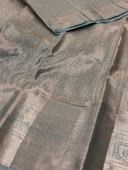 Dusty Blue Semi Kanchi Silk Saree