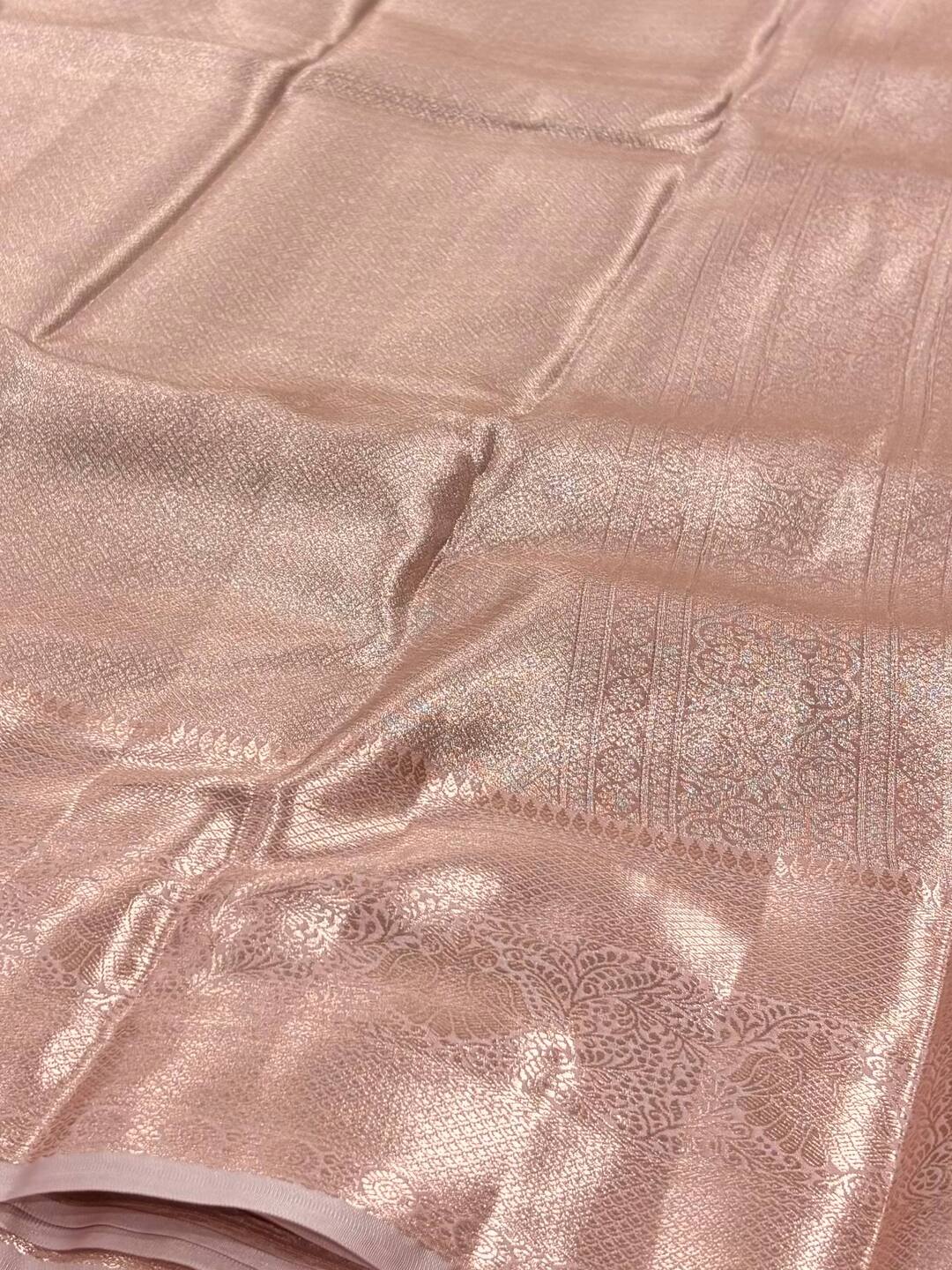 Pastel Pink Semi Kanchi Silk Saree