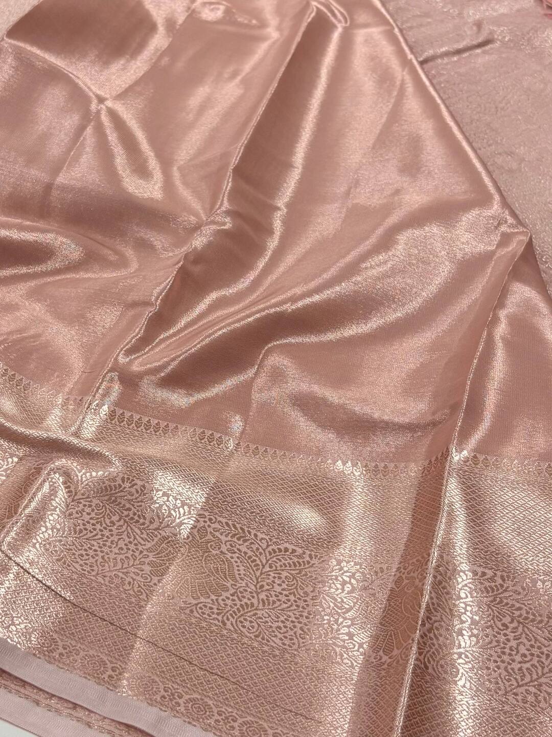 Pastel Pink Semi Kanchi Silk Saree