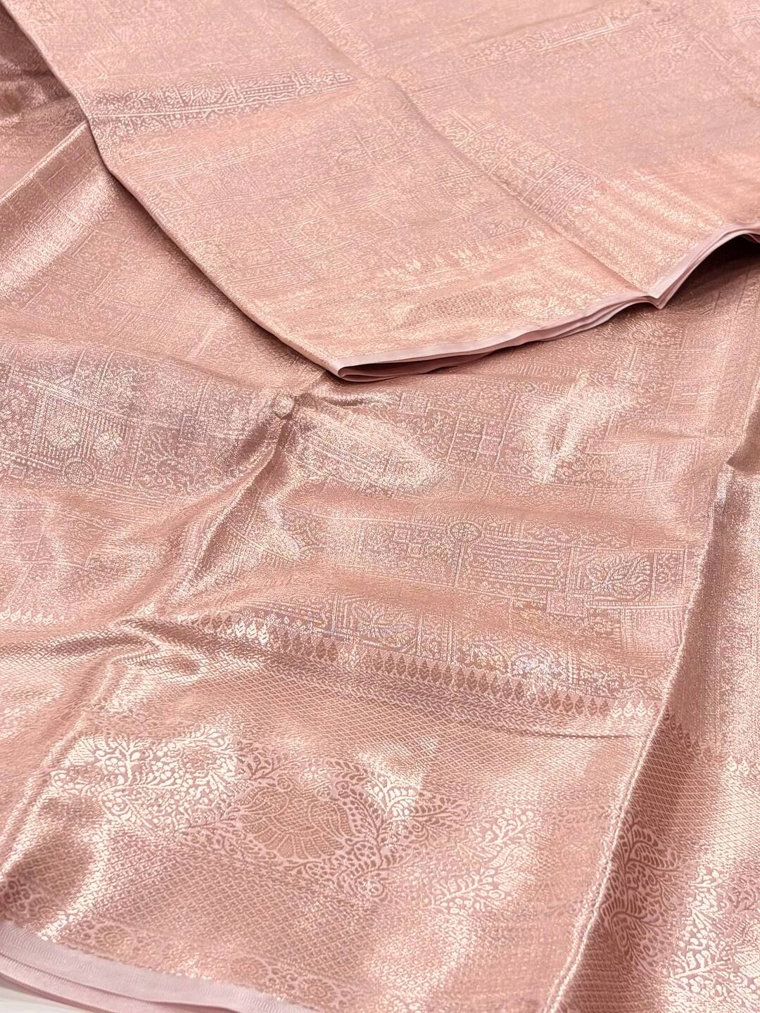 Pastel Pink Semi Kanchi Silk Saree