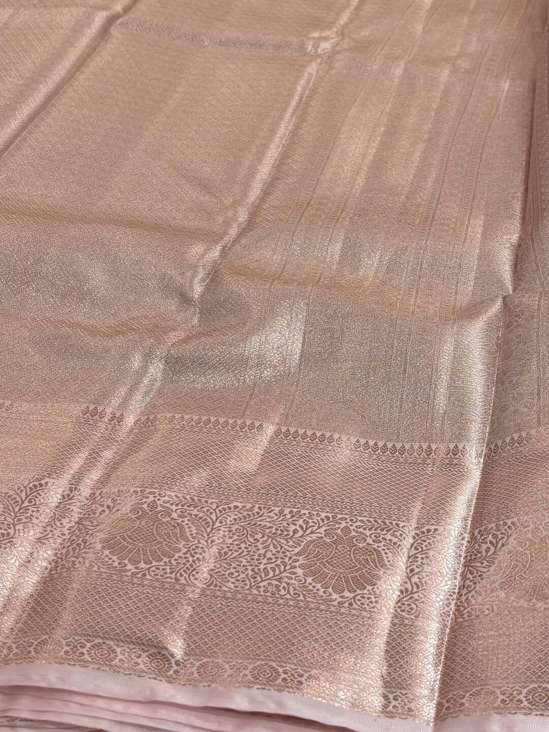Pastel Pink Semi Kanchi Silk Saree