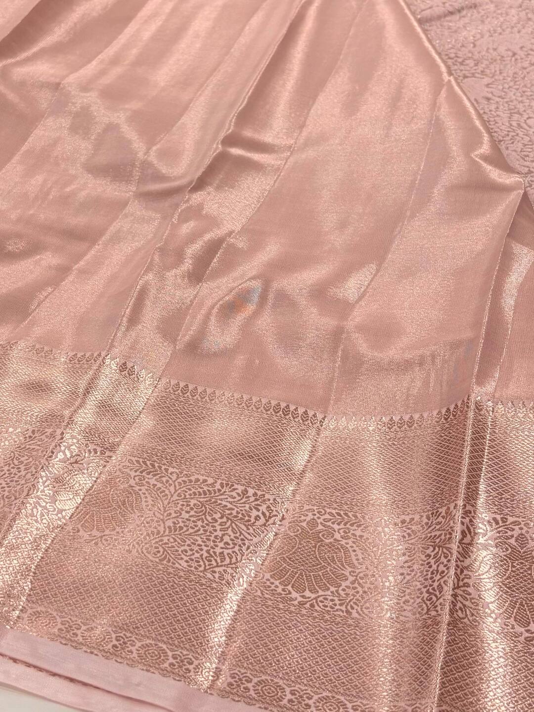 Pastel Pink Semi Kanchi Silk Saree
