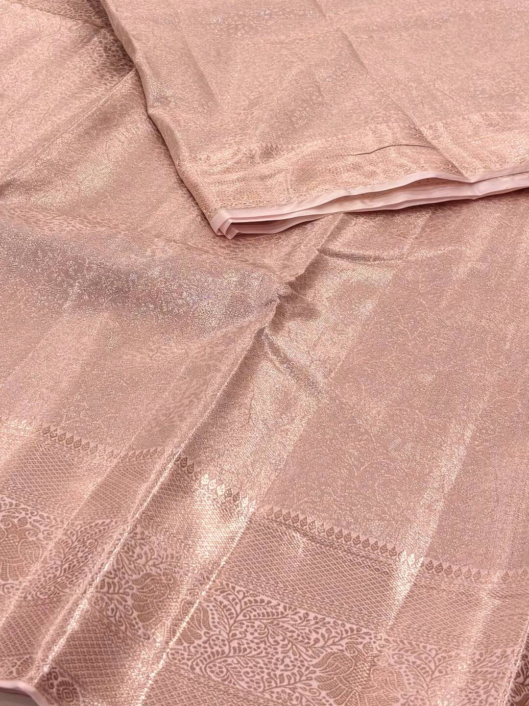 Pastel Pink Semi Kanchi Silk Saree