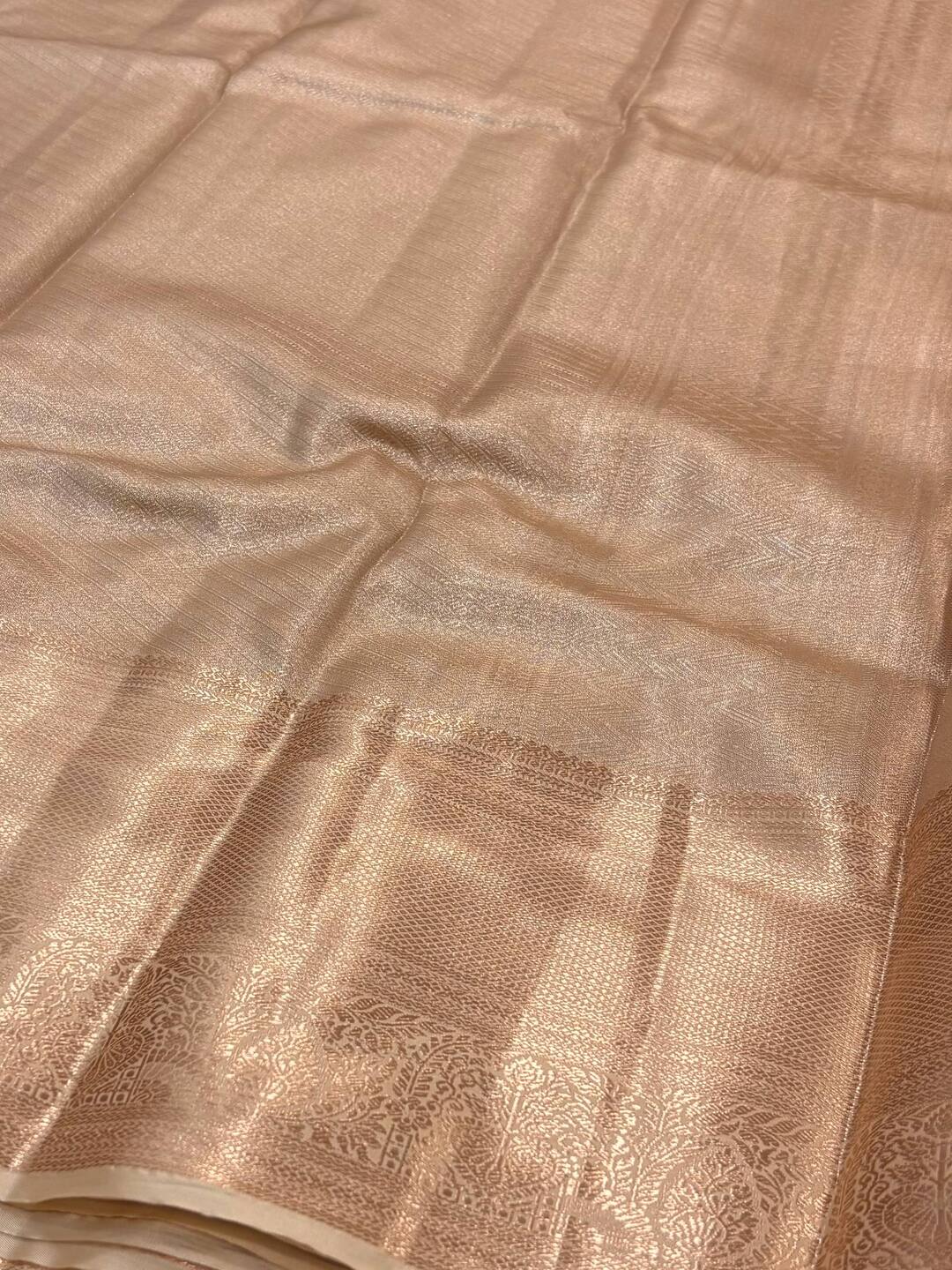 Peach Pink Semi Kanchi Silk Saree