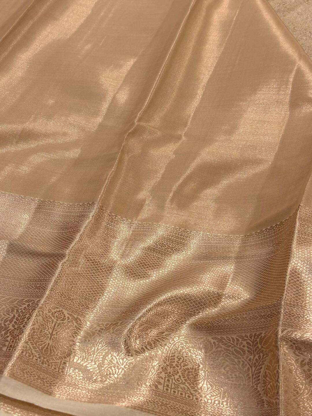 Peach Pink Semi Kanchi Silk Saree