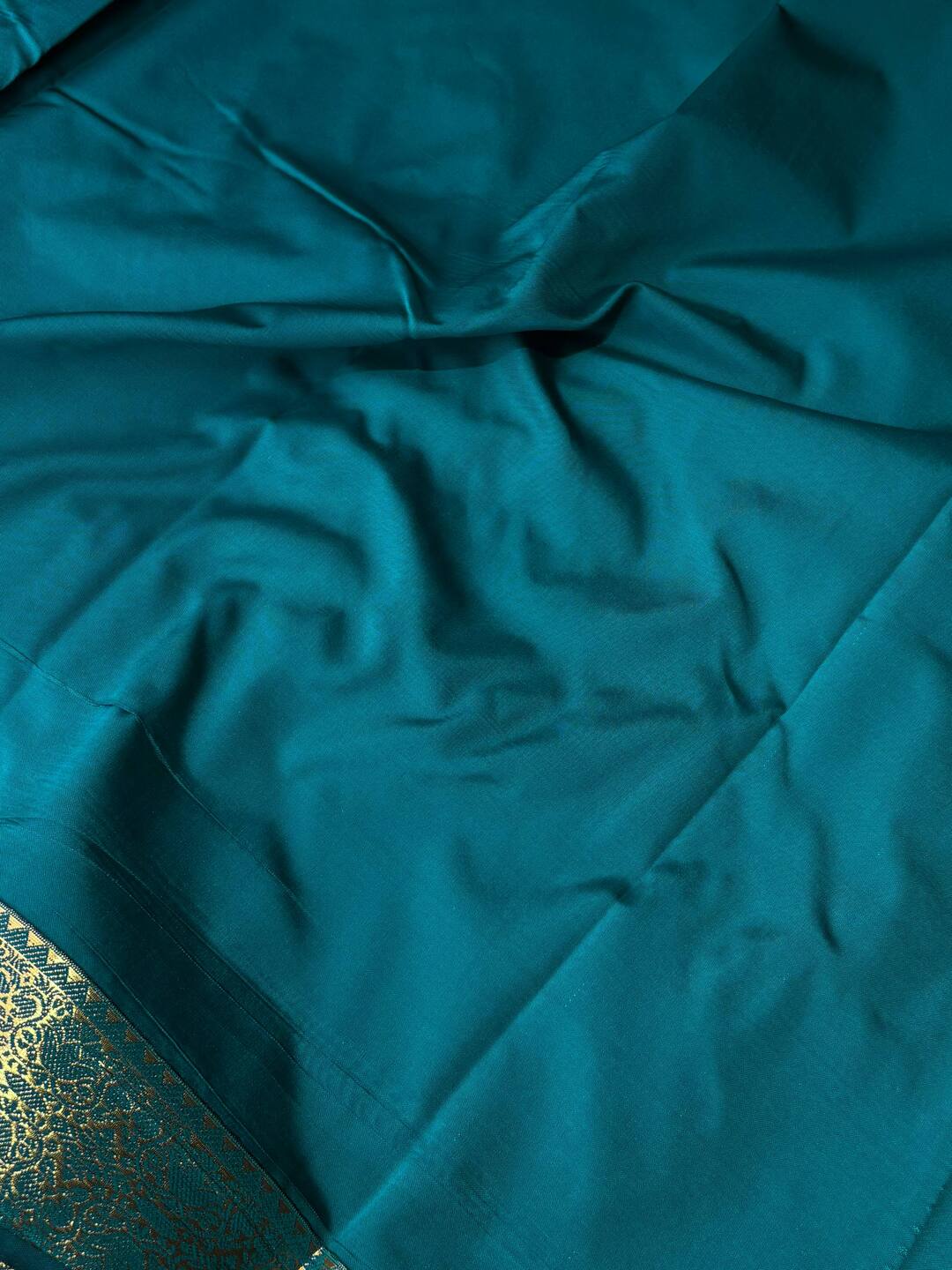 Teal Blue Cotton Silk Saree