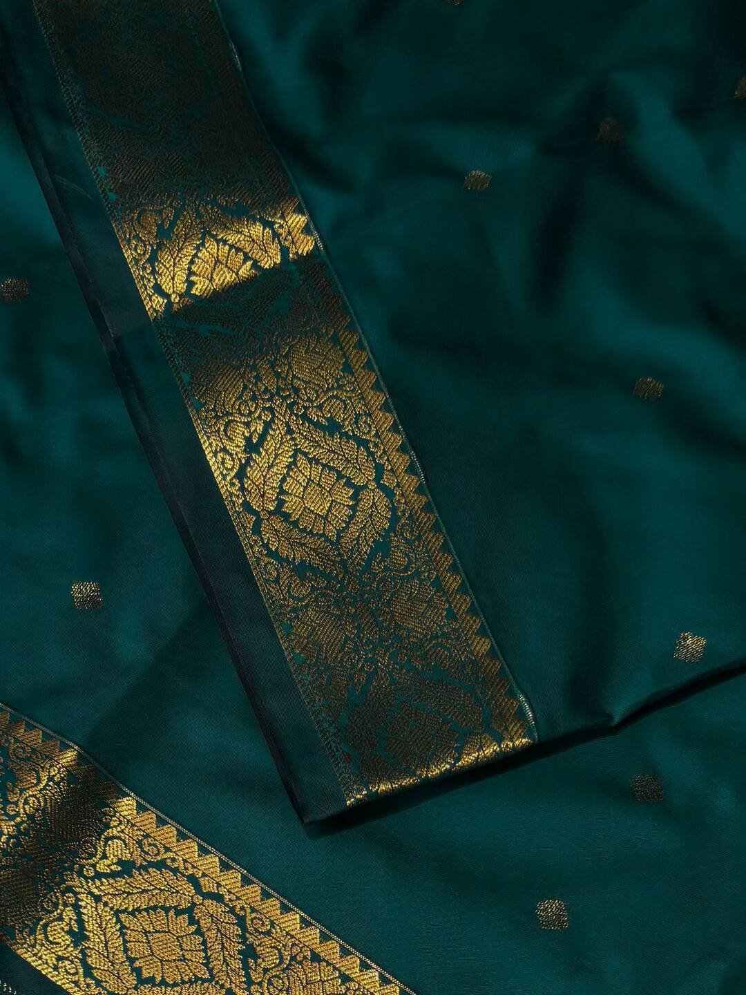 Teal Blue Cotton Silk Saree