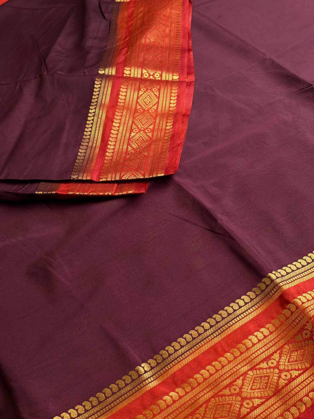 Wine Purple Semi Mysore Saree