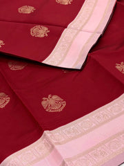 Cherry Red Cotton Silk Saree