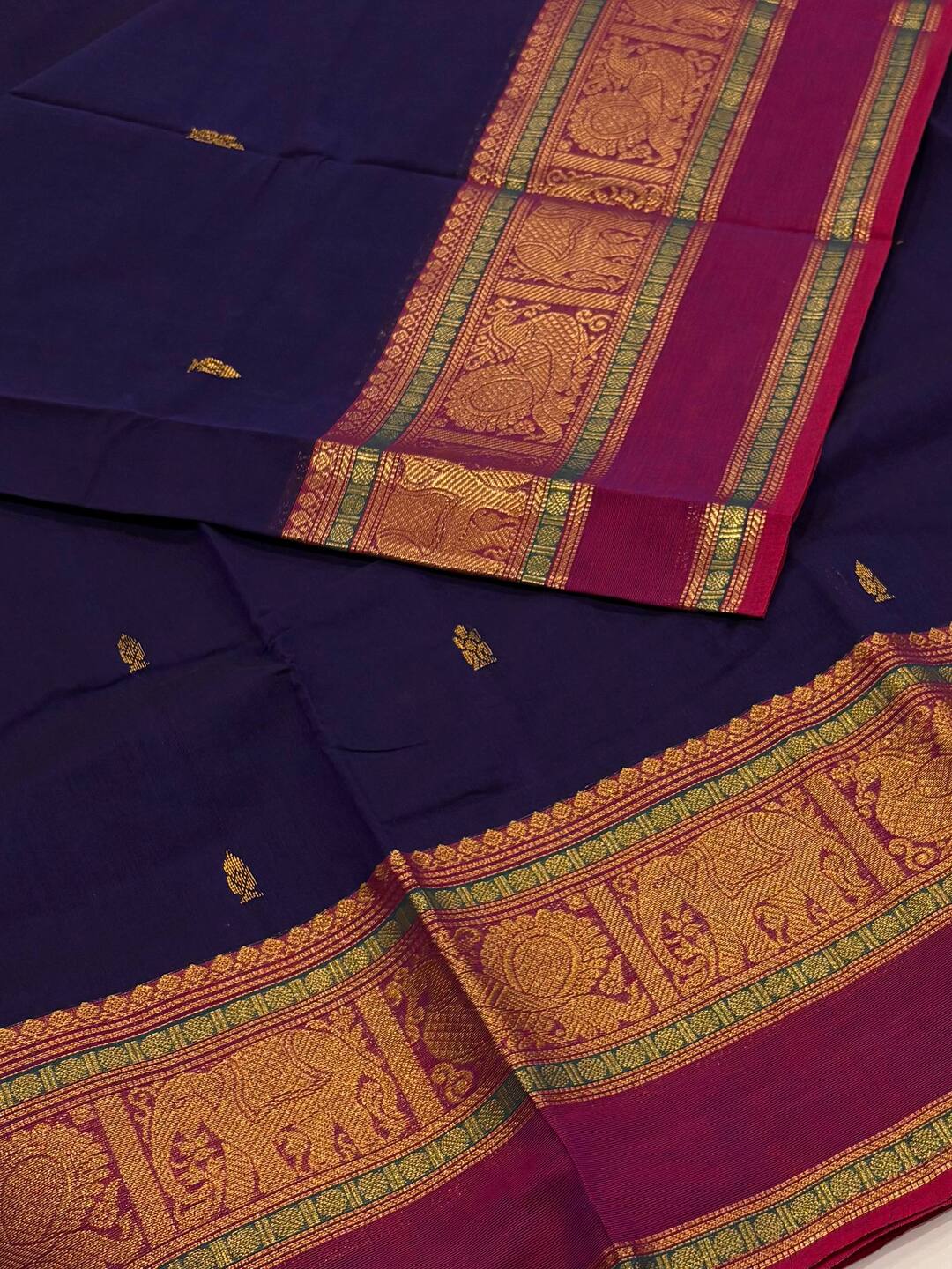 Navy Blue Chettinad Cotton Saree
