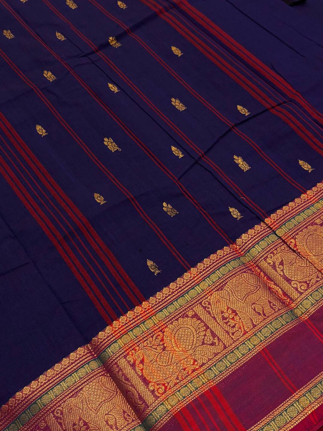 Navy Blue Chettinad Cotton Saree