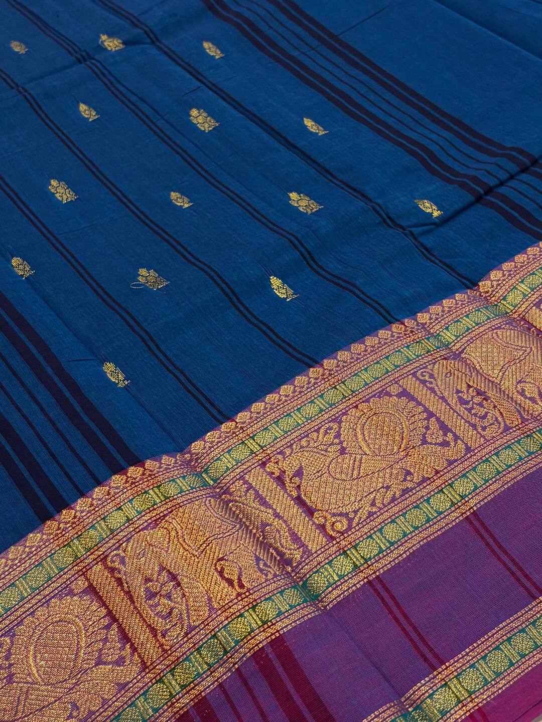 Blue Chettinad Cotton Saree