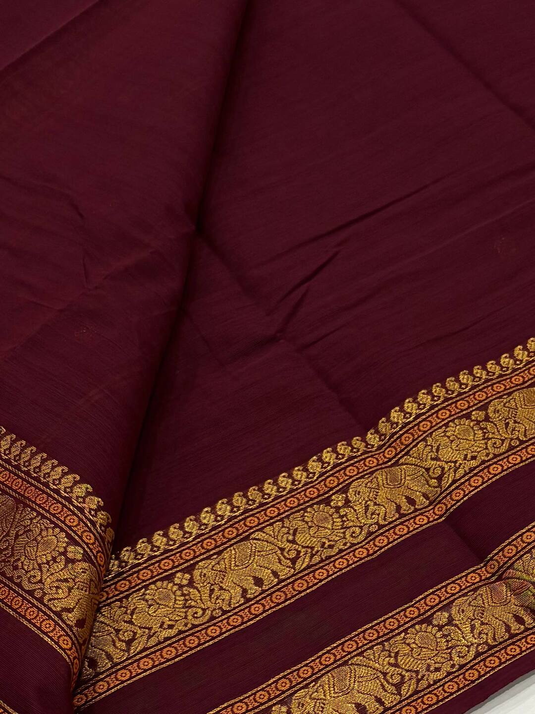 Maroon Chettinad Cotton Saree