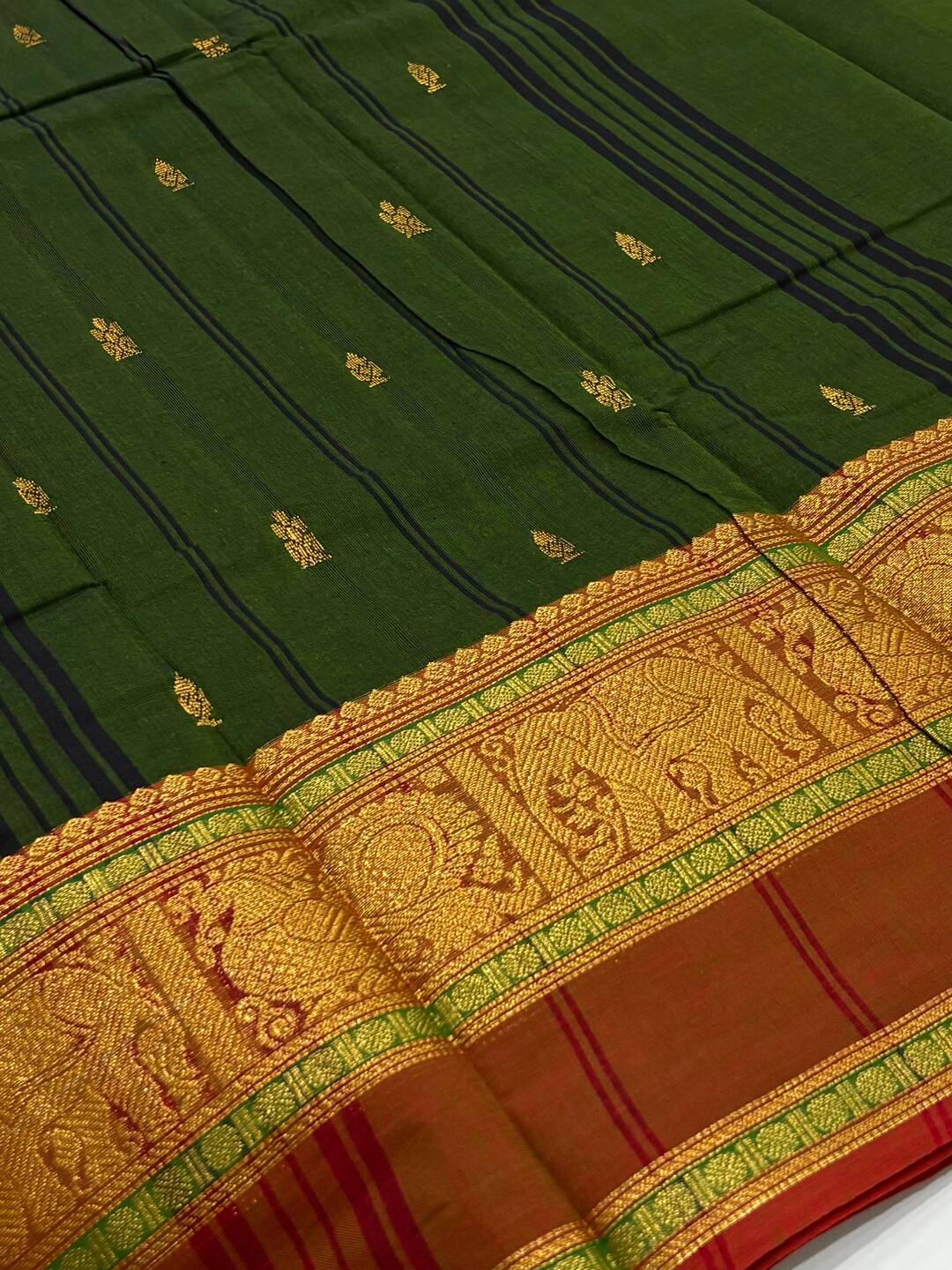 Forest Green Chettinad Cotton Saree