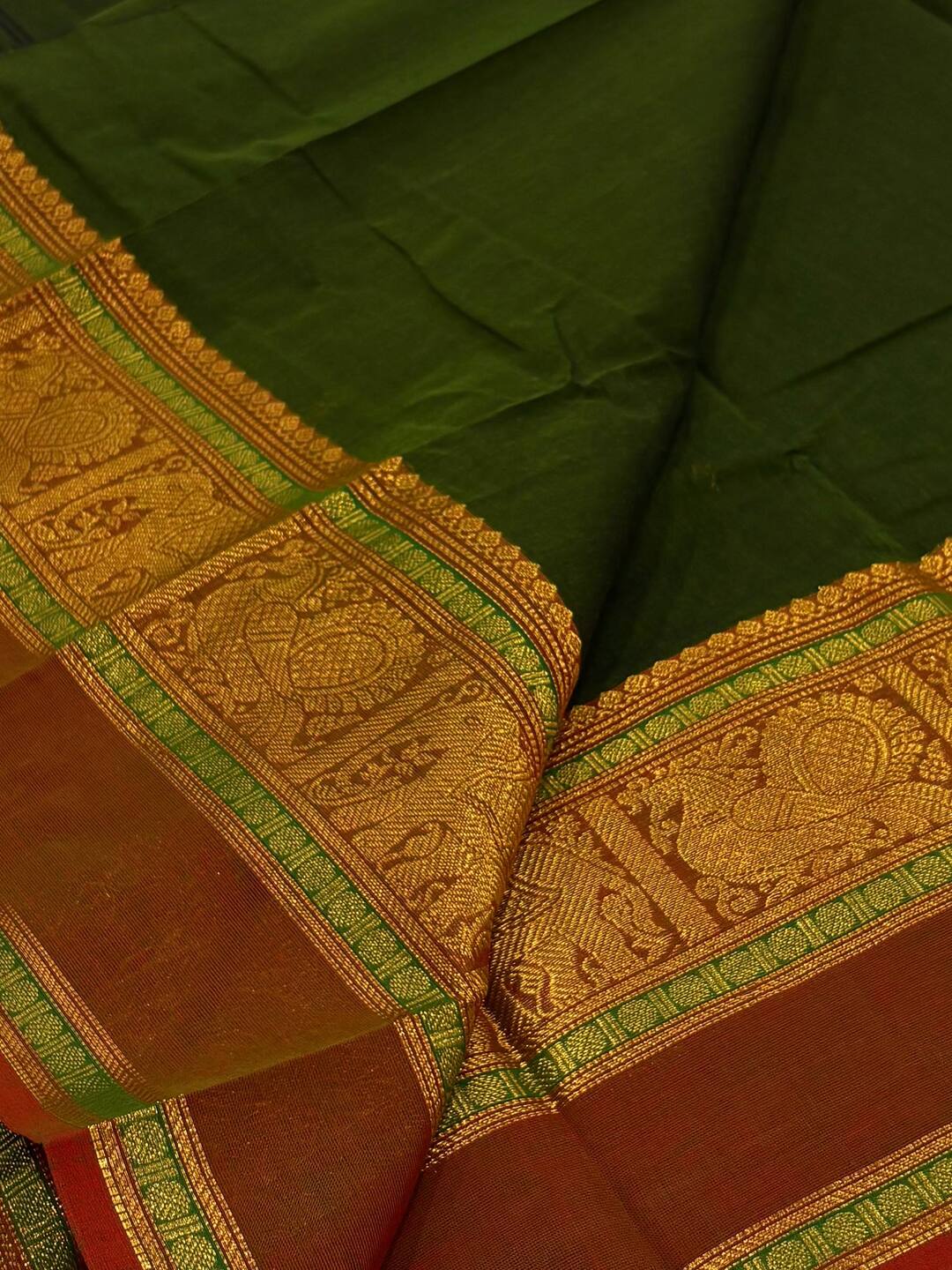 Forest Green Chettinad Cotton Saree